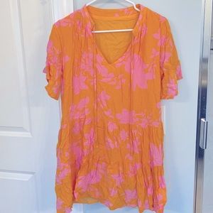 Orange and pink tunic dress